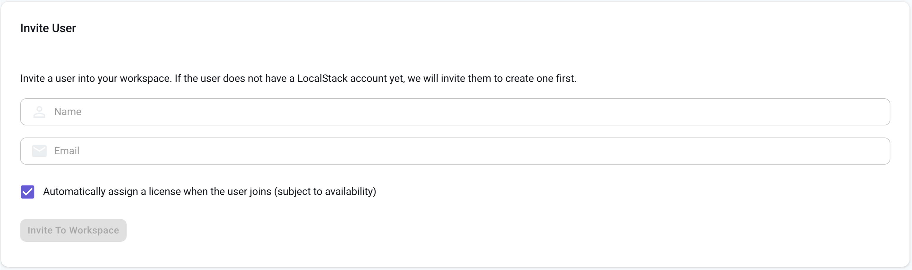 Invite user form